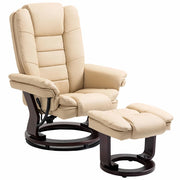 SET POLTRONA RELAX  RECLINABILE E POUF POGGIAPIEDI GIREVOLE  79X80X102CM BEIGE