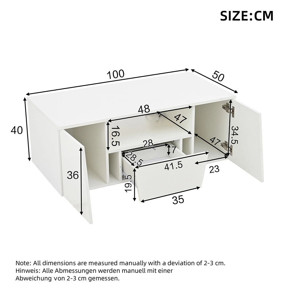 Tavolino irregolare - Xylo - 100x50cm LED 2 armadi bianco