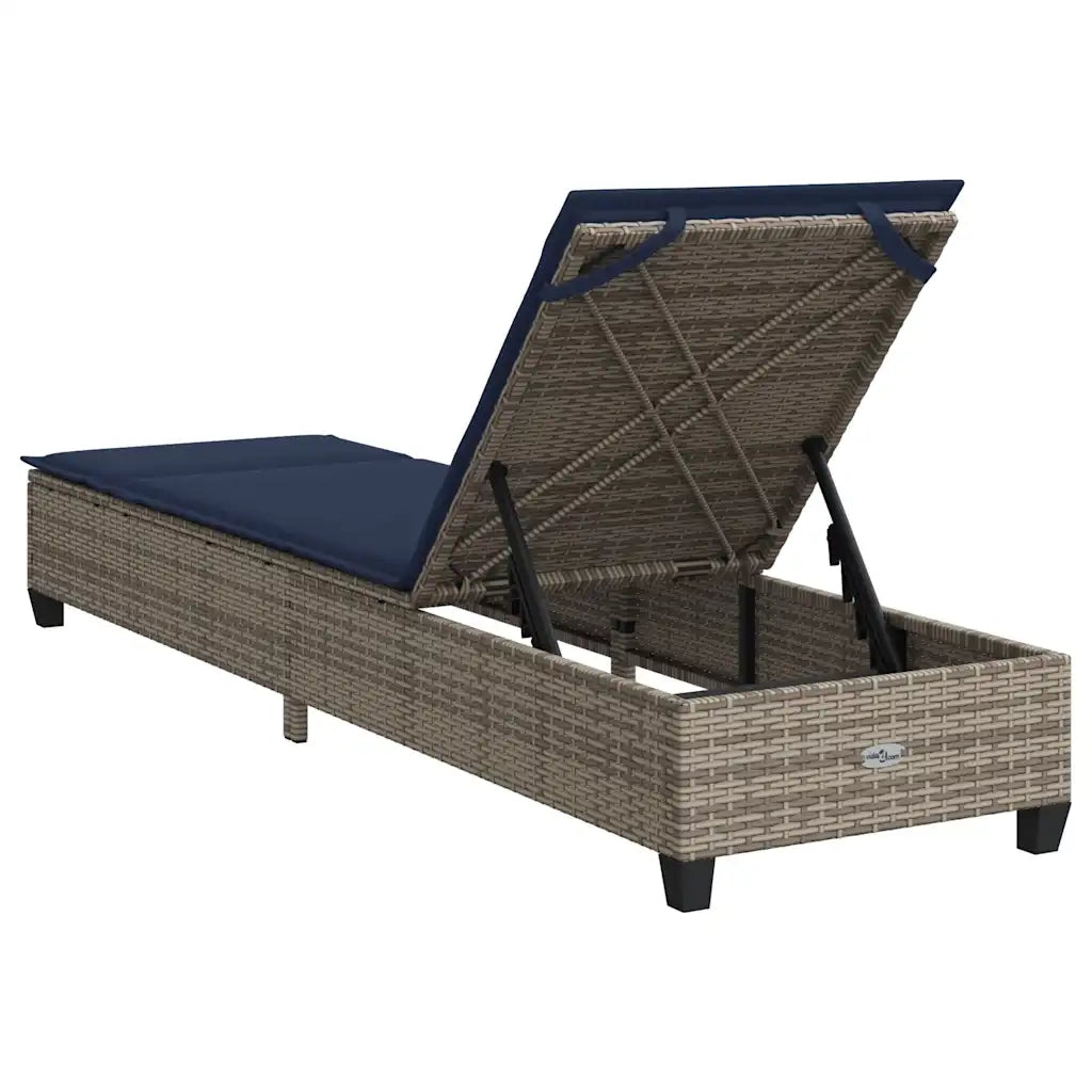 Lettino Prendisole con Cuscini Grigio 55x200x25,5cm Polyrattan 4104099