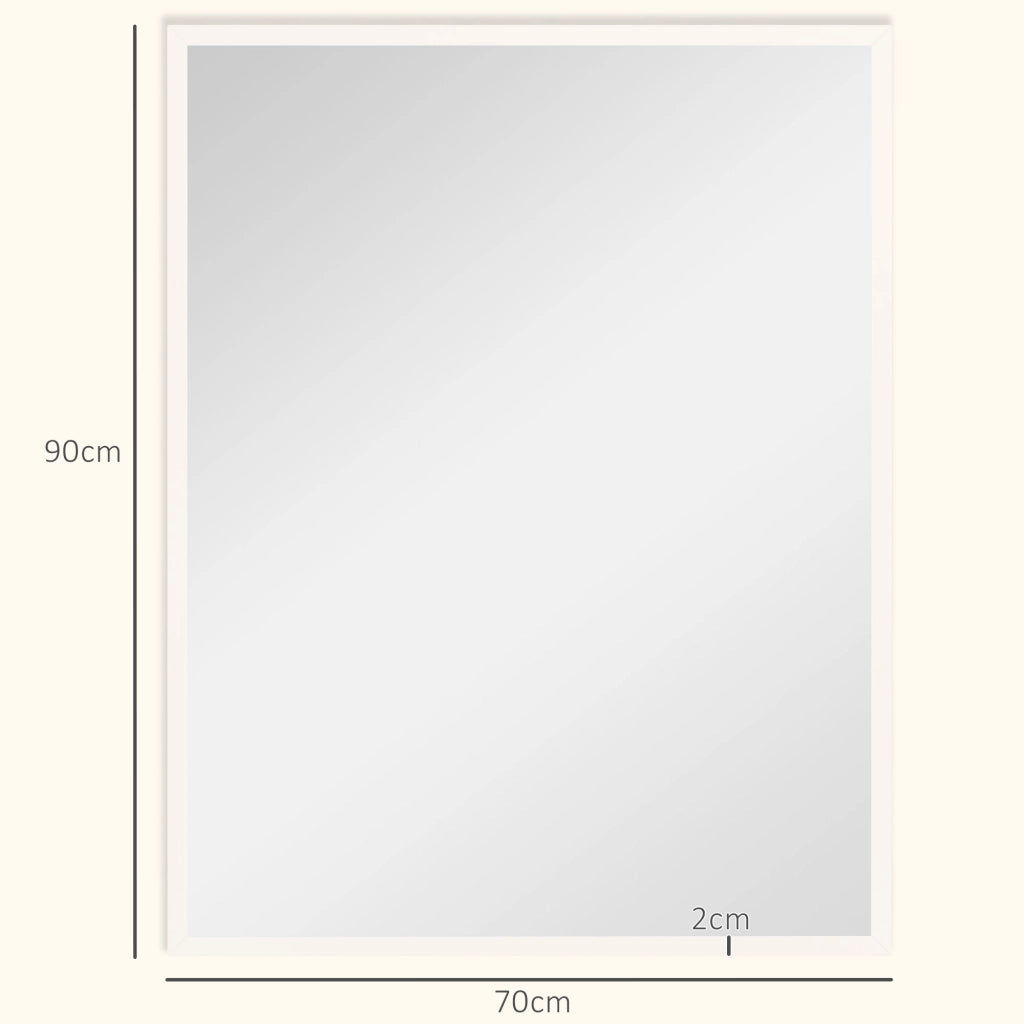Specchio da parete rettangolare ¨C Minimal ¨C 90x70 cm, bianco, legno