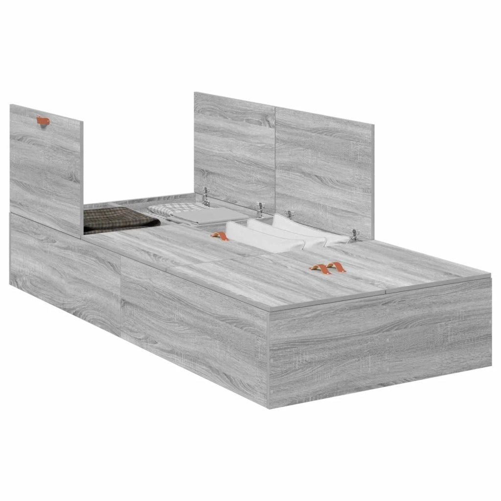 Struttura letto con contenitore-Giroletto con contenitore Grigio Sonoma 90 x 190 cm