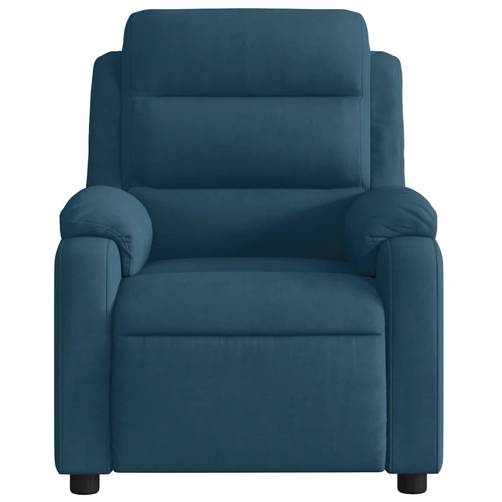 Poltrona Massaggiante Reclinabile Elettrica Blu in Velluto 3205091
