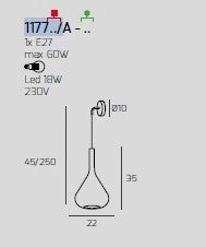 APPLIQUE CROMO 1 LUCE VETRO TRASPARENTE 1177CR-A-TR