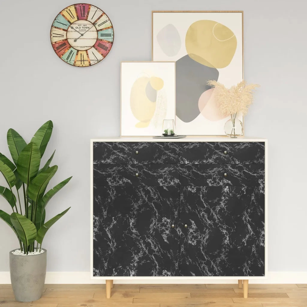 Pellicola Autoadesiva per Mobili Nero Pietra 500x90 cm in PVC 326143