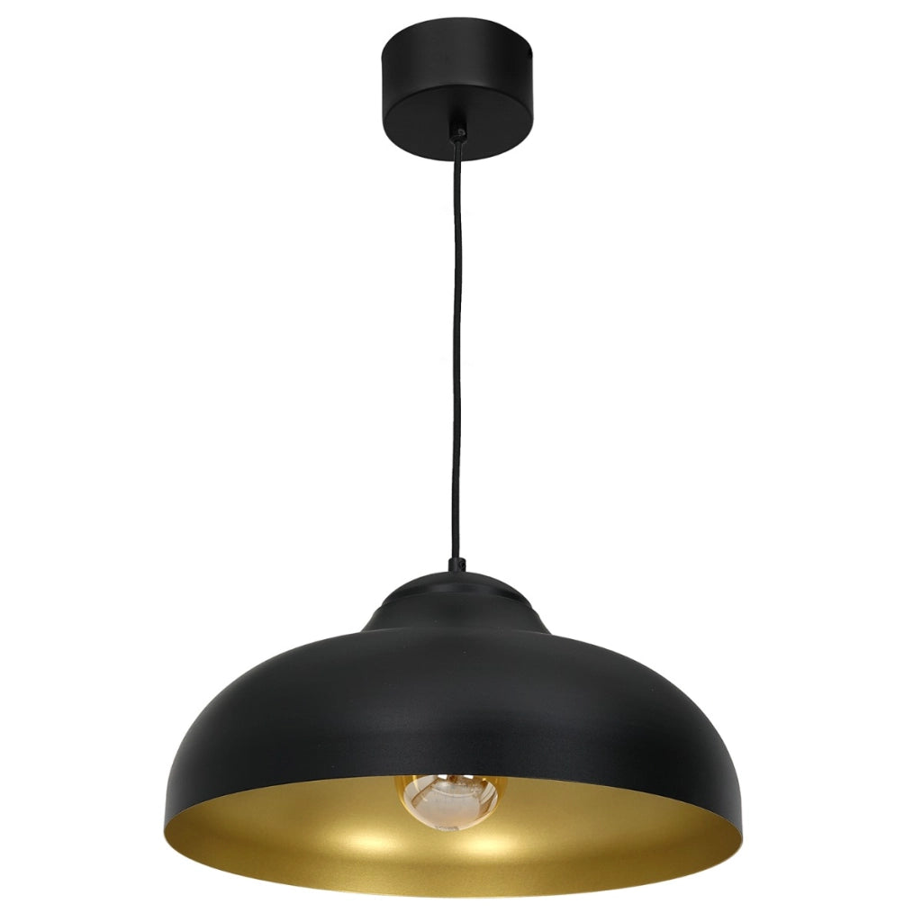 Lampada sospesa nera interno oro E27 Basca Luminex