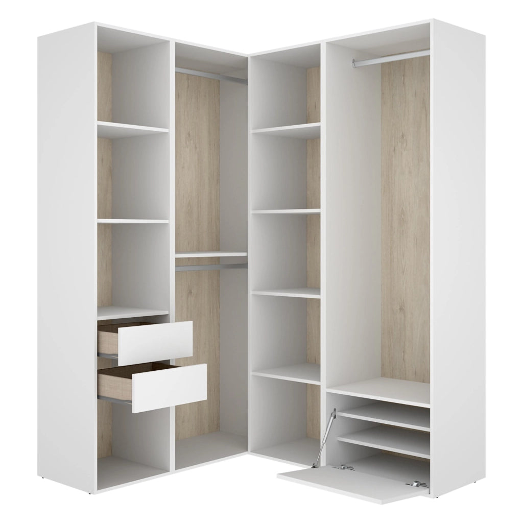 Armadio Camera da Letto Rawlinson, Guardaroba Grande Modulabile, 145x205h cm Bianco