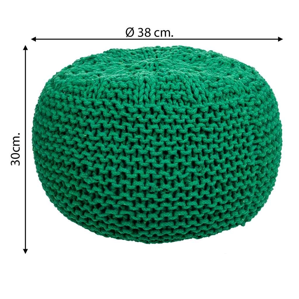 Puff de algodón trenzado verde 38x38x30