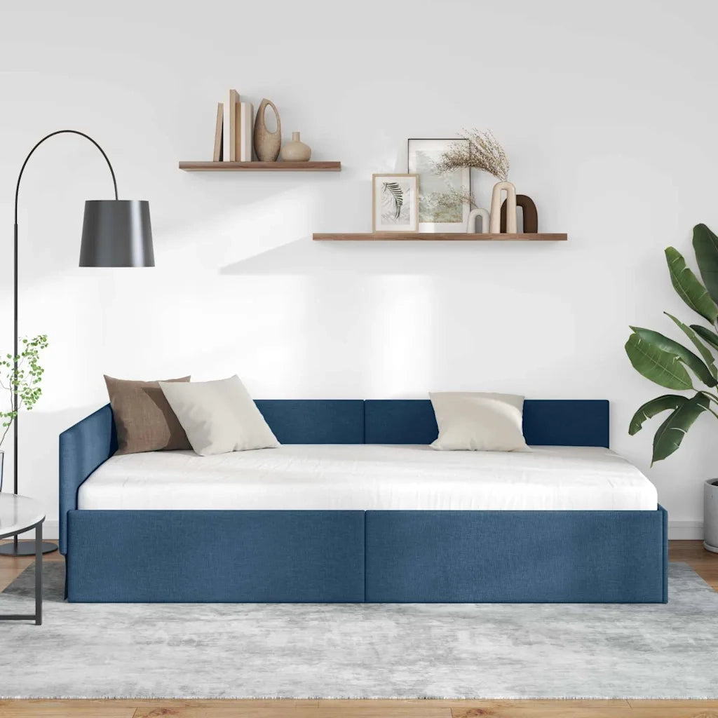 Cornice del letto ad angolo Blu 100 cm x 200 cm Tessuto 42016058