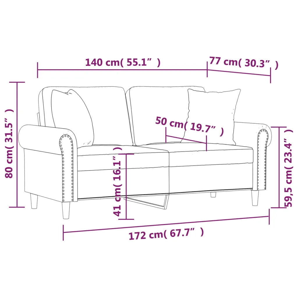 Divano a 2 Posti con Cuscini Rosa 140 cm in Velluto 3200948