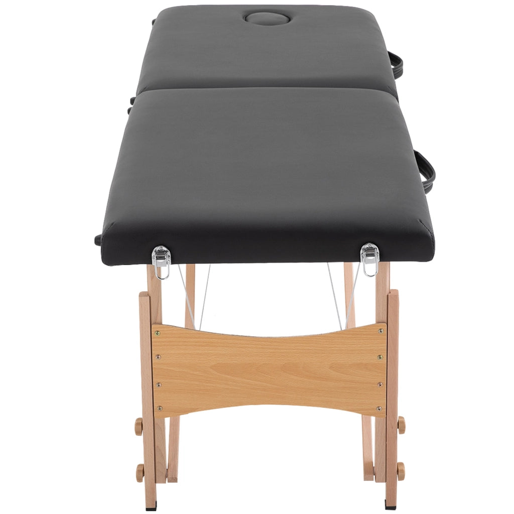 Letto Massage 2 Zone Pieghevole ¨C Minimal ¨C Nero Legno 186x60 cm