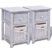 Set di 2 Comodini | Armadio da Notte | Mobiletto da notte da Notte Set in Legno Bianco