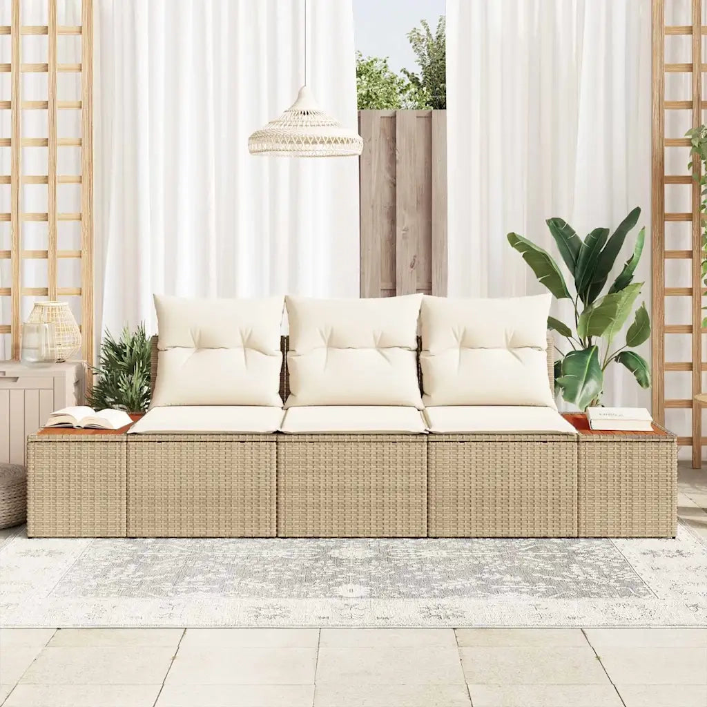 Set Divano da Giardino 3 pcs beige e panna Poly Rattan 3356686