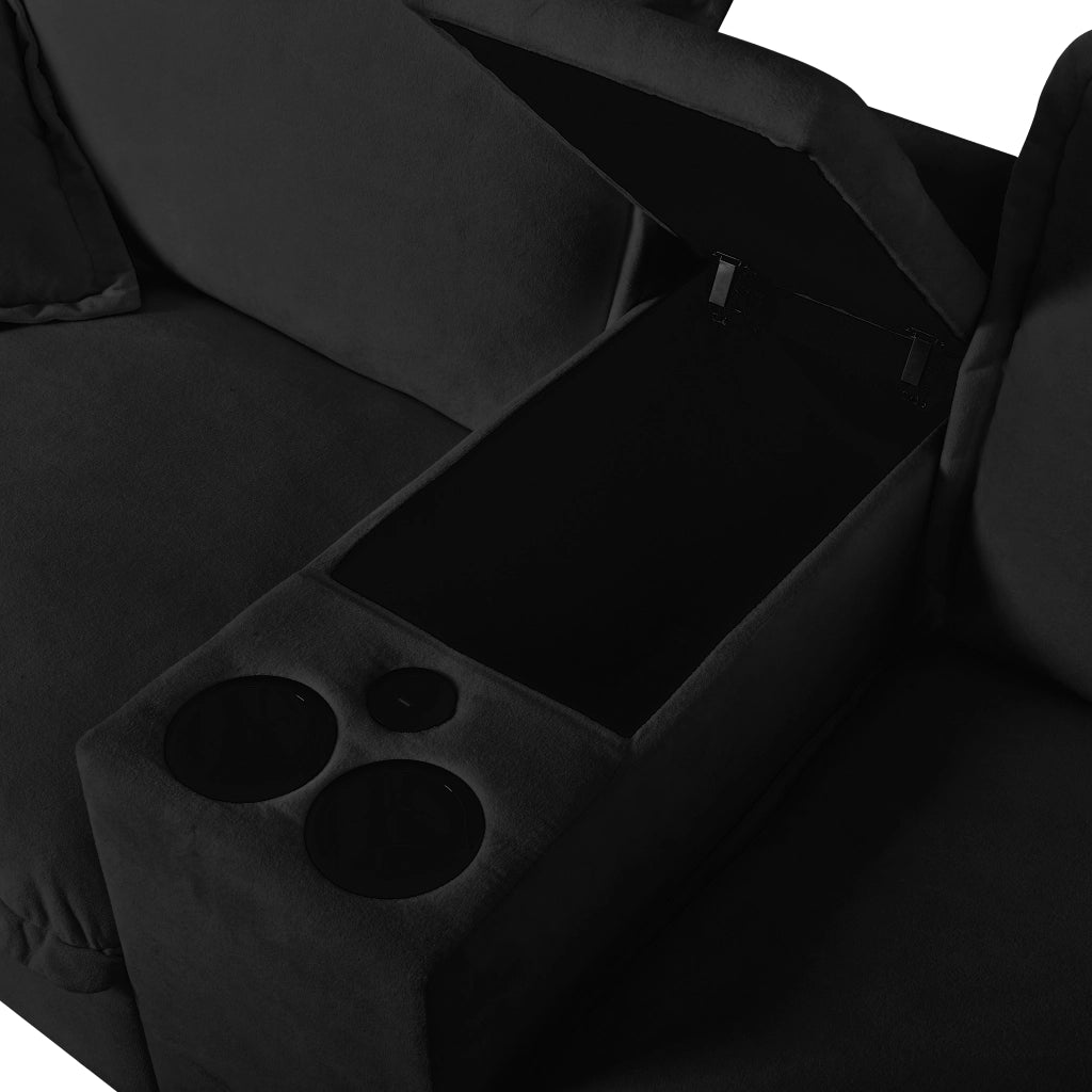 Divano Modulare con Contenitore e Cuscini ¨C MINIMAL ¨C Chenille, Nero