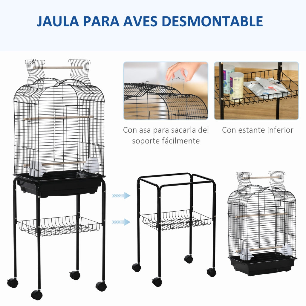 Gabbia per Uccelli con Ruote ¨C Zephmum ¨C Nero 46x36x130 cm