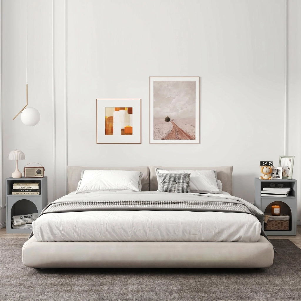Set 2 comodini con ripiano aperto design moderno ¨C Xylo ¨C grigio 40x30x60 cm