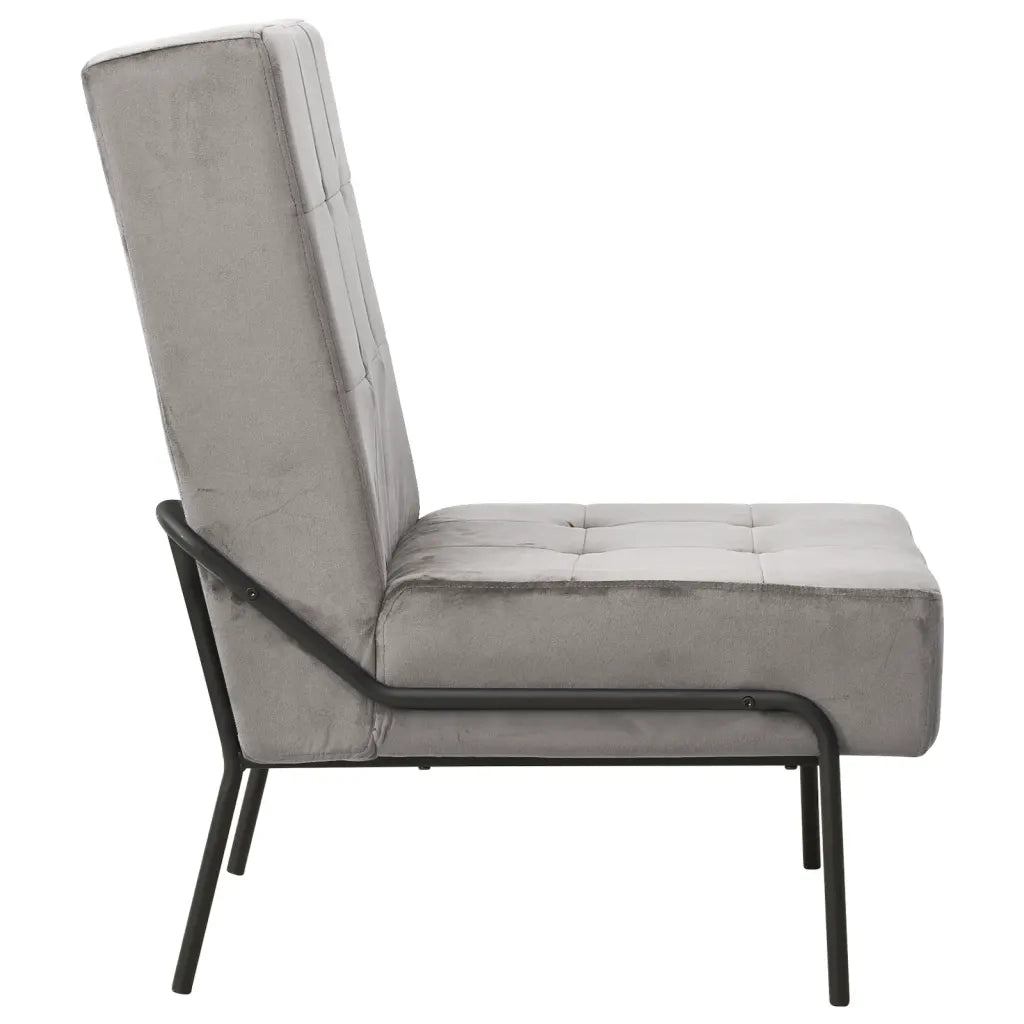Poltrona Relax | Sedia Relax 65x79x87 cm Grigio Chiaro in Velluto