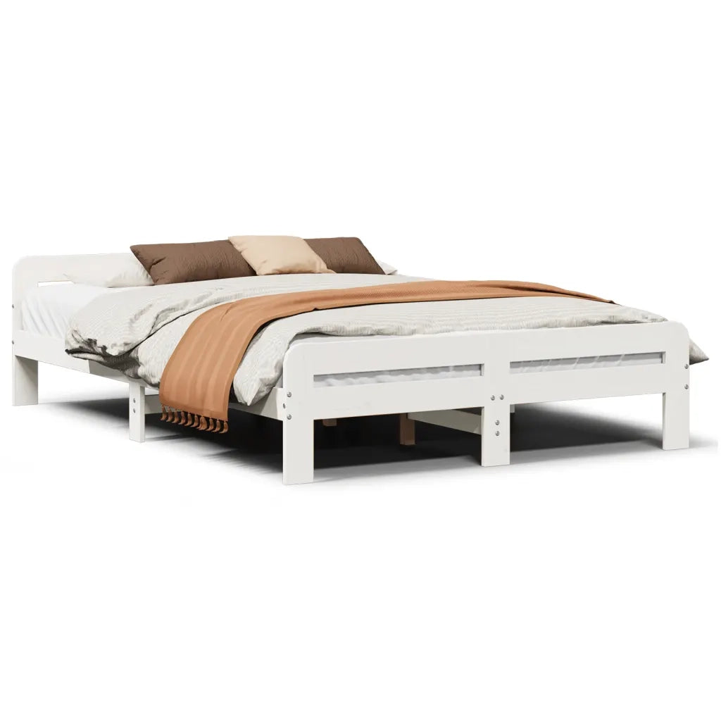 Letto senza Materasso-Struttura Letto Bianco 150x200 cm Legno Massello di Pino 527133