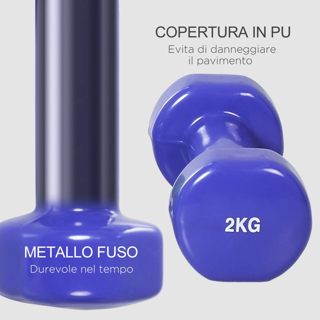 Set Manubri 10kg con Valigetta ¨C Xylo ¨C 4 Paia Colorati 2x0.5kg 2x1kg 2x1.5kg 2x2kg