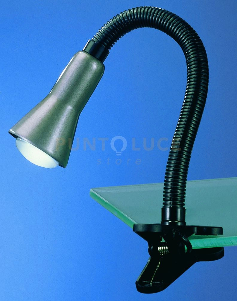 FLEXO LAMPADA CON PINZA FLESSIBILE + SPOT ALLUMINIO H.30CM 1 LUCE ATTACCO E14