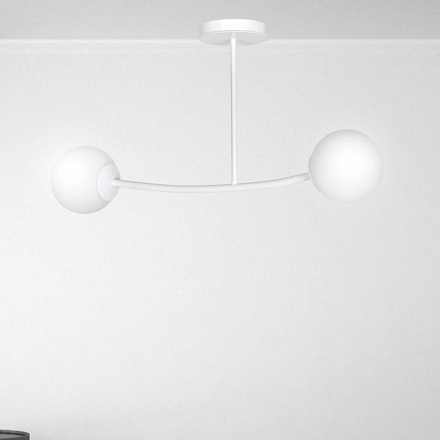 Plafoniera Emibig Halldor bianca vetro 2xE14 81 cm