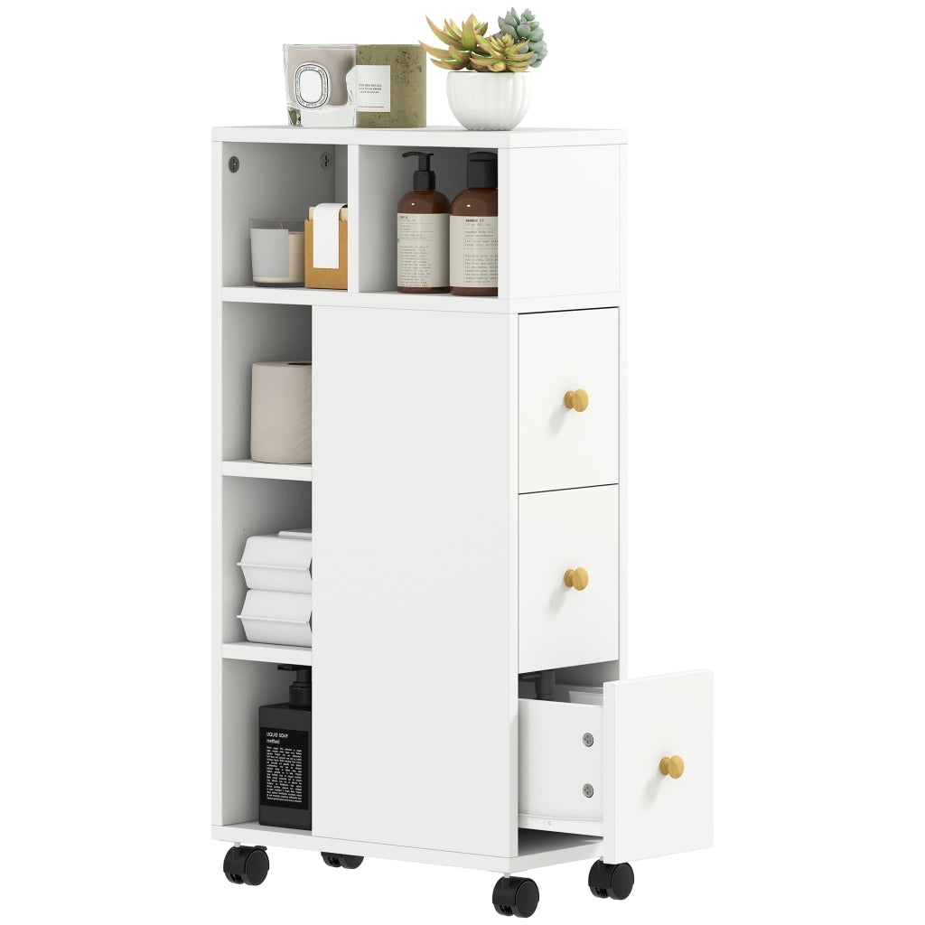 Mobile da bagno con ruote e cassetti ¨C Minimal ¨C bianco 20x40x80