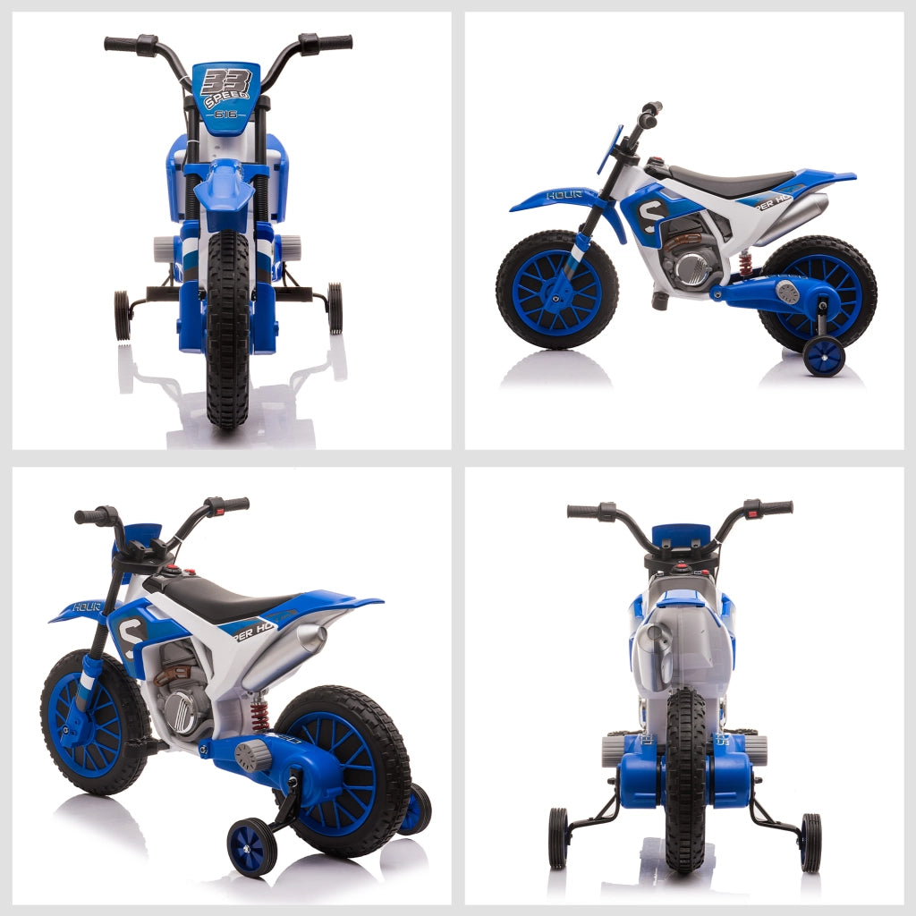 Moto Elettrica Cross per Bambini 3-5 Anni ¨C Xylo ¨C Batteria 12V, Blu, 106.5x51.5x68cm