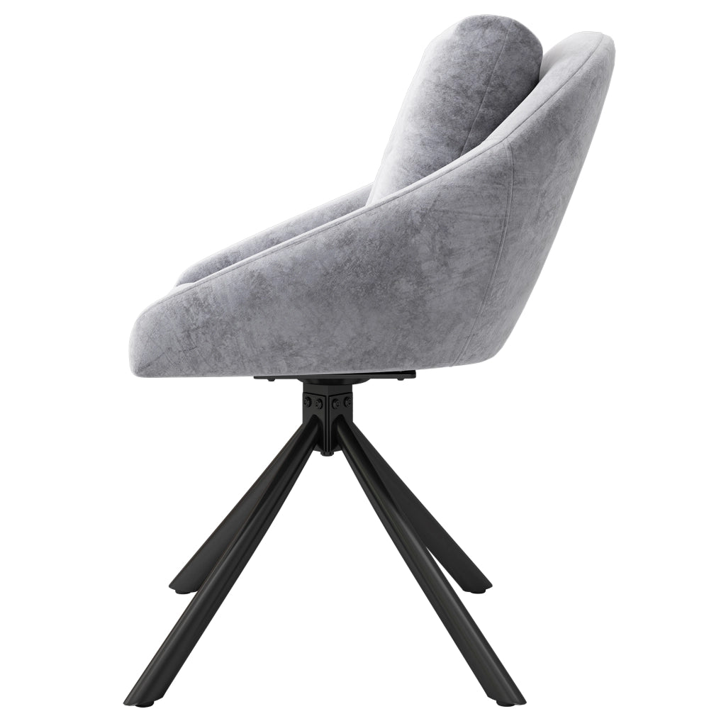 SEDIA girevole in velluto grigio, ergonomica, Set da 4 pezzi