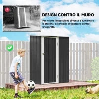 Casetta Porta Attrezzi Capanno in Acciaio Impermeabile 142x84x189cm