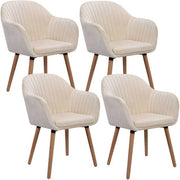 Set di 4 Sedie da Cucina con Schienale in Cuoio
