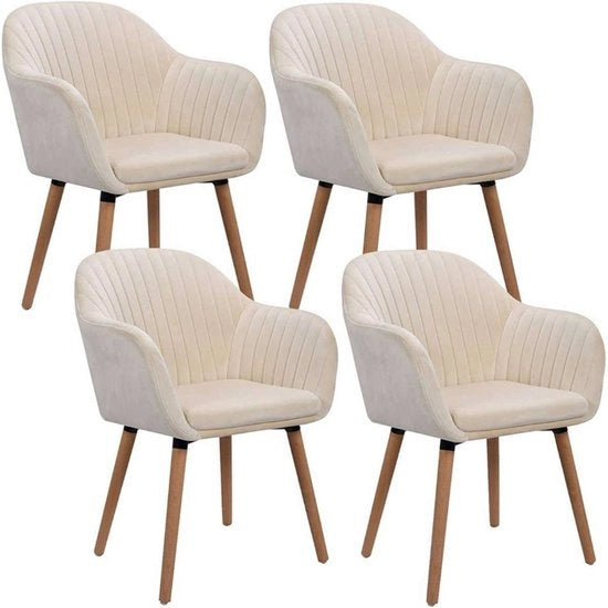 Set di 4 Sedie da Cucina con Schienale in Cuoio