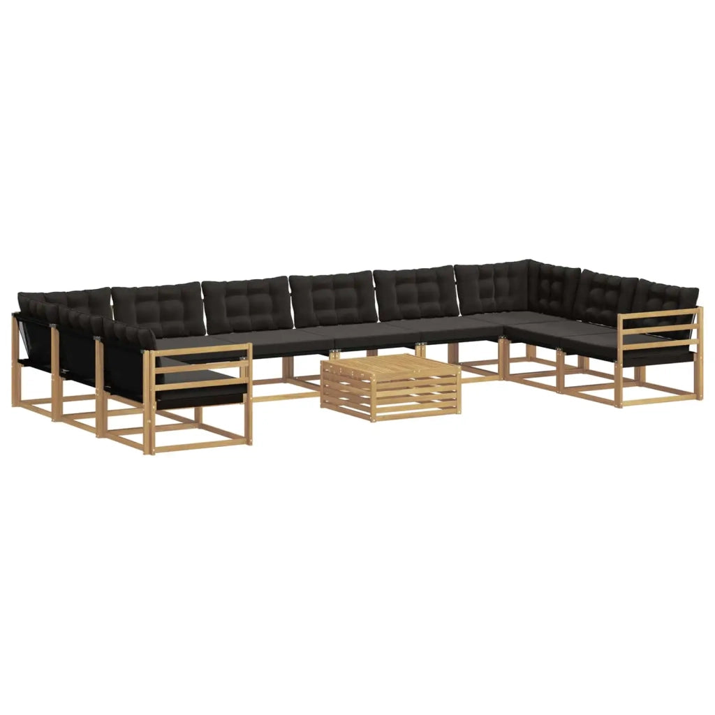 Set di divani da esterno 11 pz Bianco e Nero 3389130