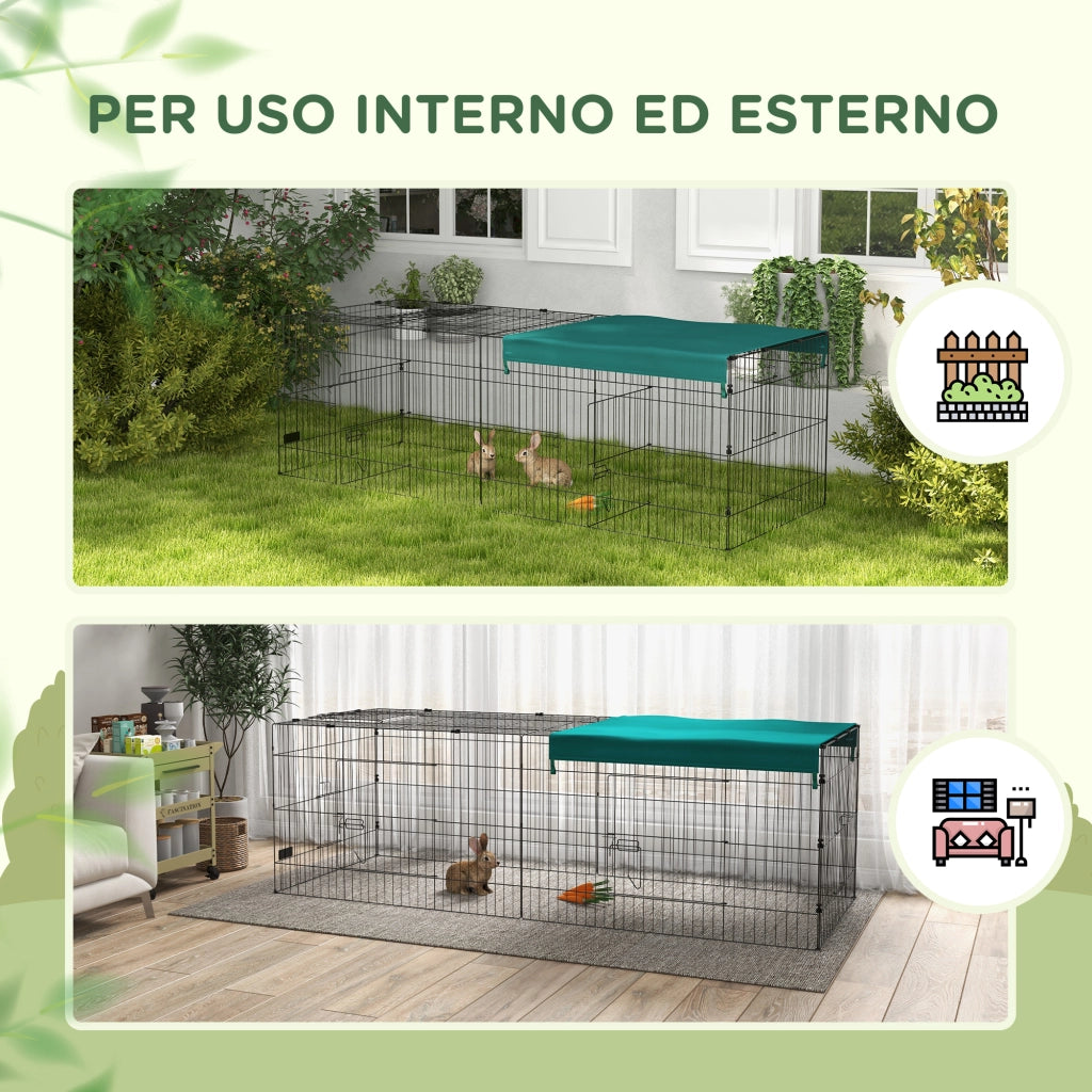 Gabbia per Coniglio ¨C Minimal ¨C Verde Acciaio 220x85x70cm