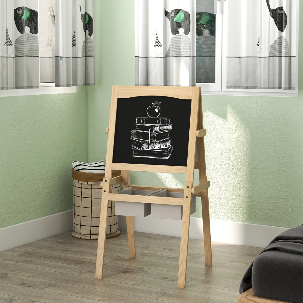 Cavalletto per Bambini 3 in 1 ¨C Xylo ¨C Legno Naturale Bianco con Lavagna 58x50,5x109 cm