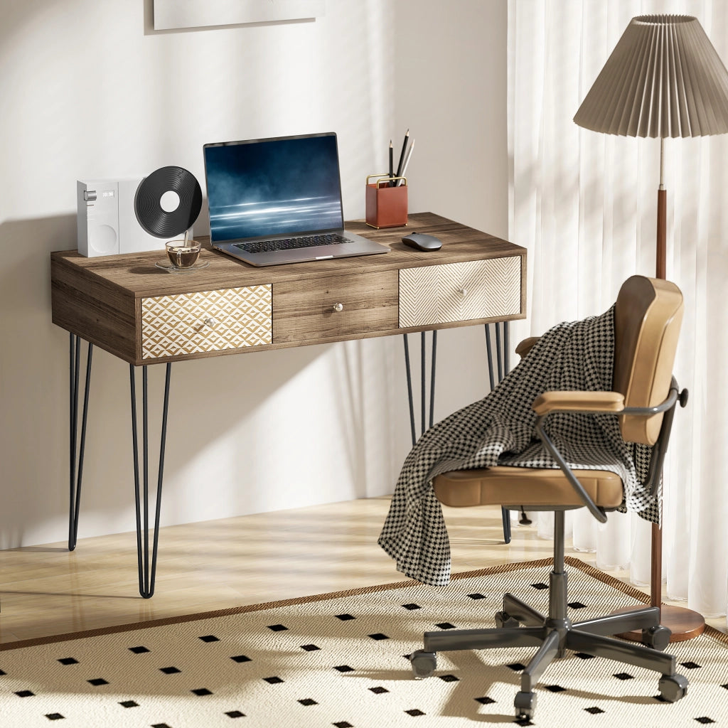 Scrivania con cassetti e gambe forcella ¨C Minimal ¨C 105x50x75 cm Legno