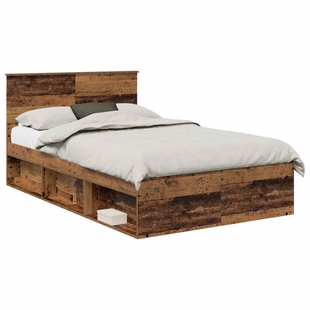 Letto matrimoniale | Letto per adulti | Struttura del letto con testiera Legno vecchio 120 x 190 cm