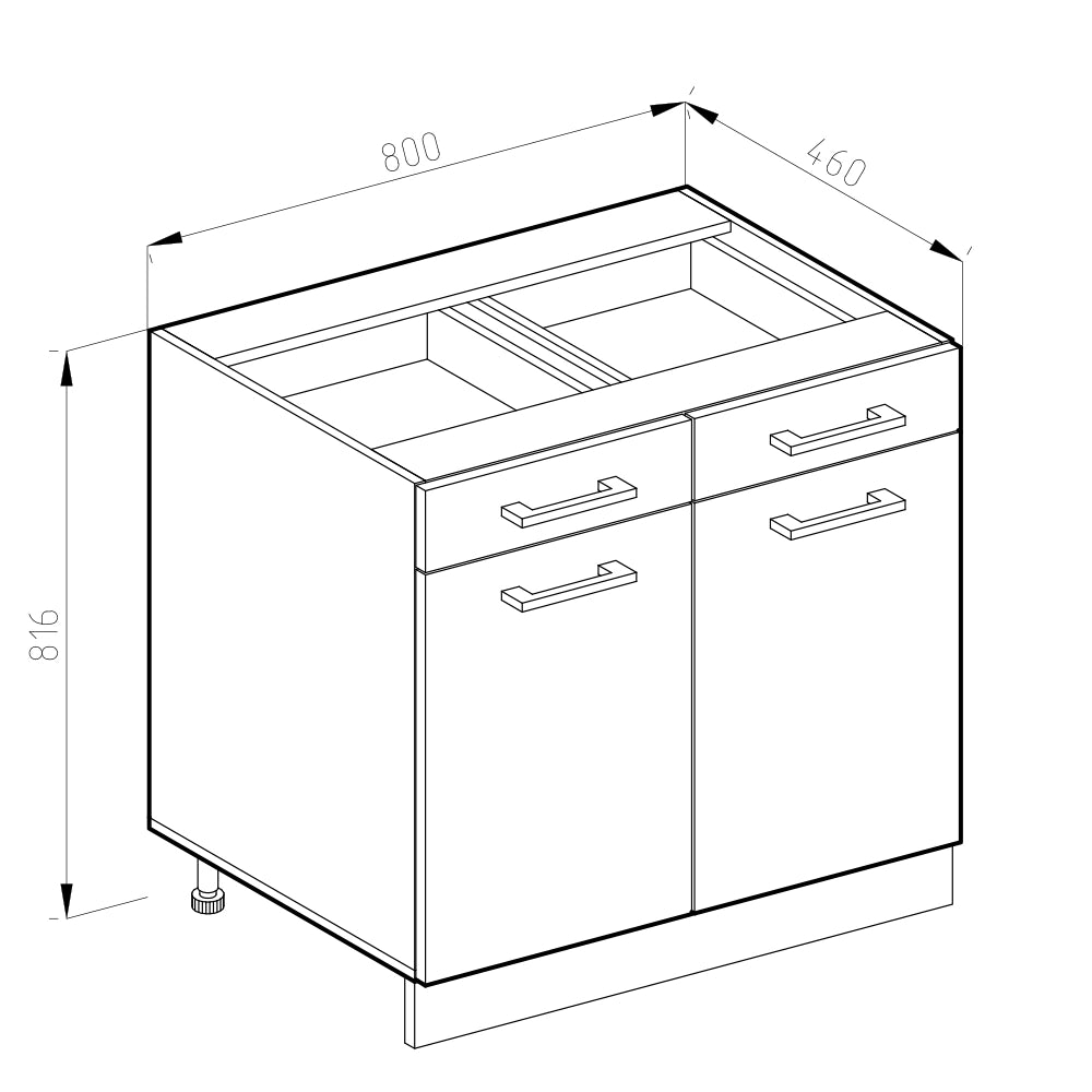 Vicco Mobiletto base per cucina Bianco casa di campagna 80 cm , PL Marmo