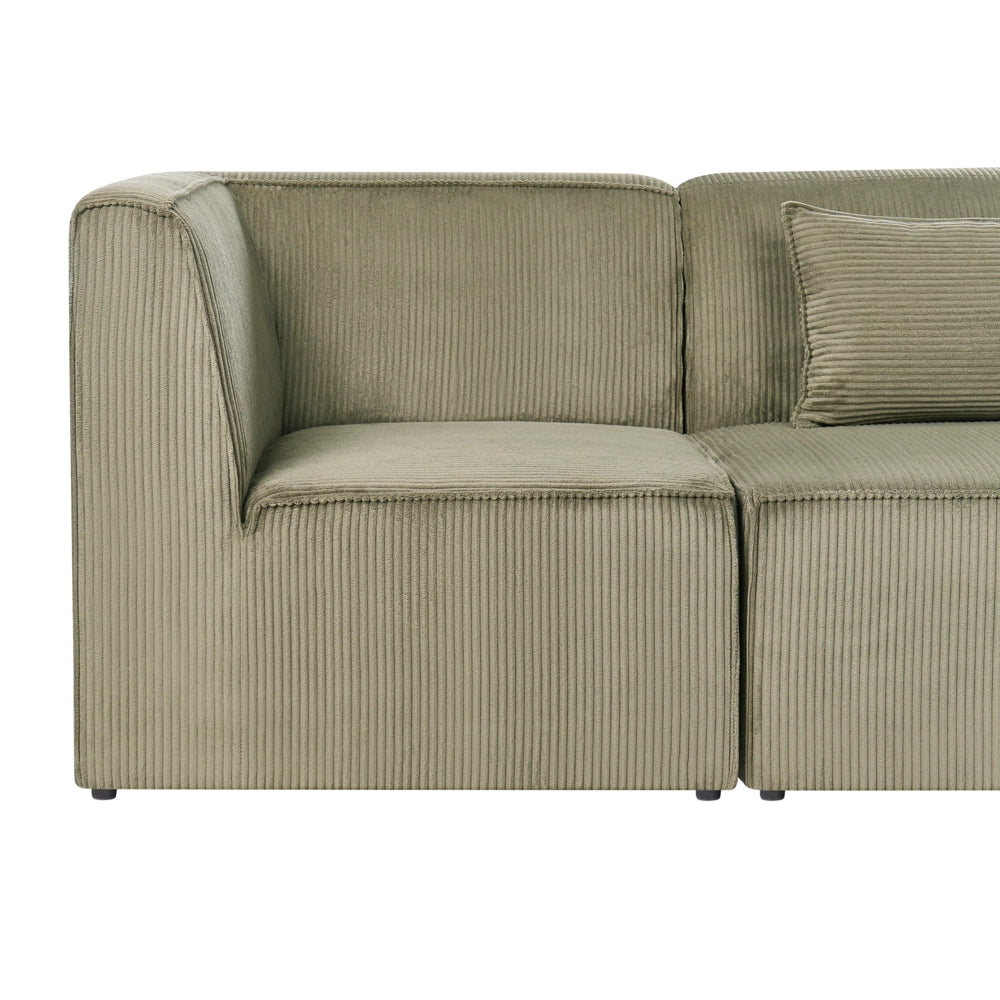 Divano modulare lato destro 4 posti con Ottomana in Velluto a coste verde design moderno soggiorno