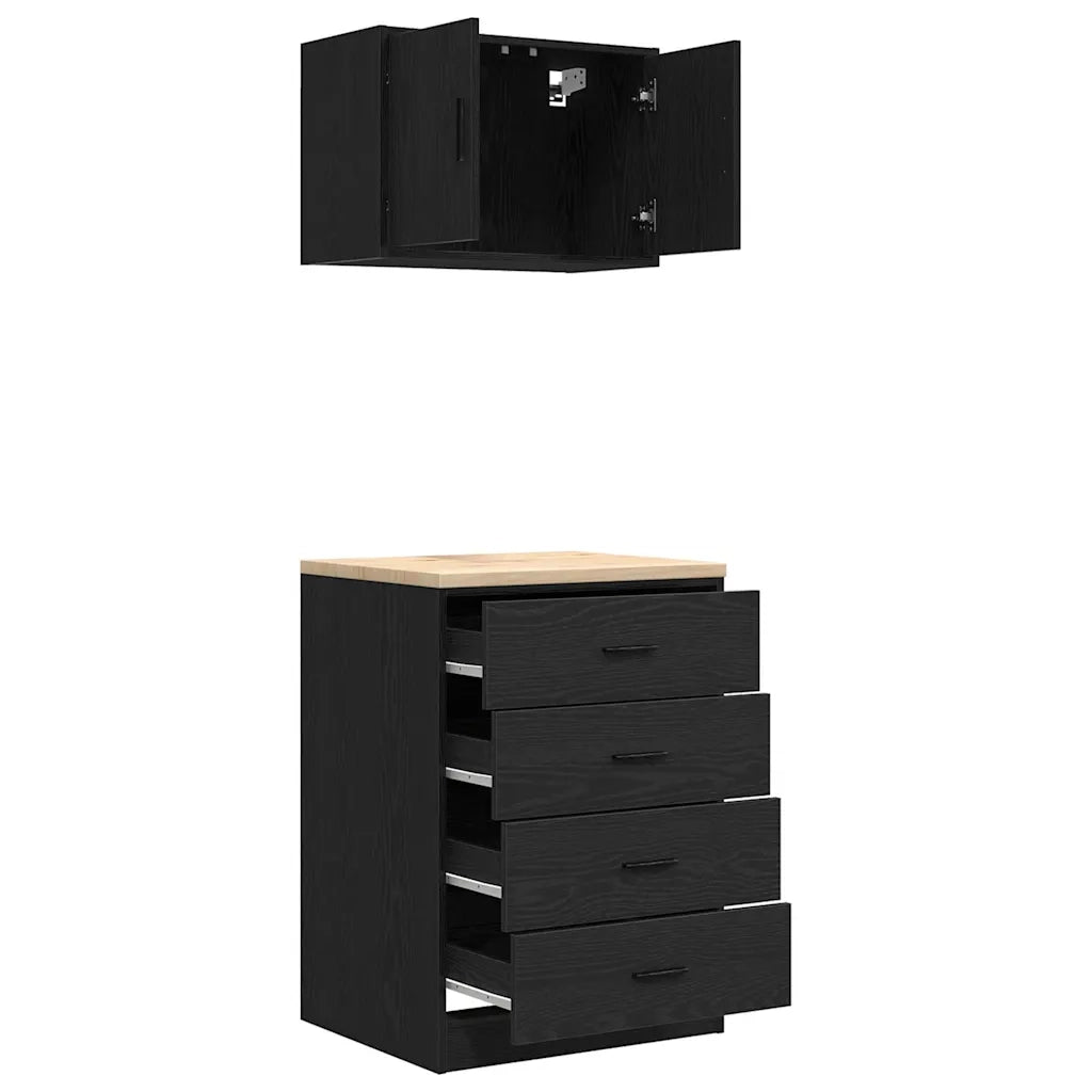 Armadi da Garage 2 pz Neri in Legno Multistrato 3328333