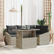Set Divano da Giardino 5 pcs Grigio chiaro polyrattan