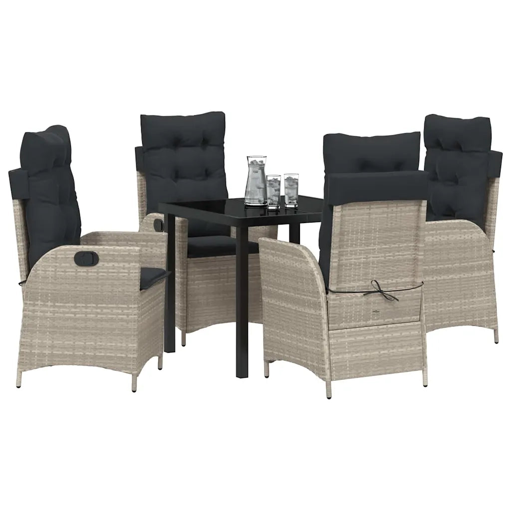 Set da Pranzo per Giardino 5 pcs Grigio chiaro polyrattan