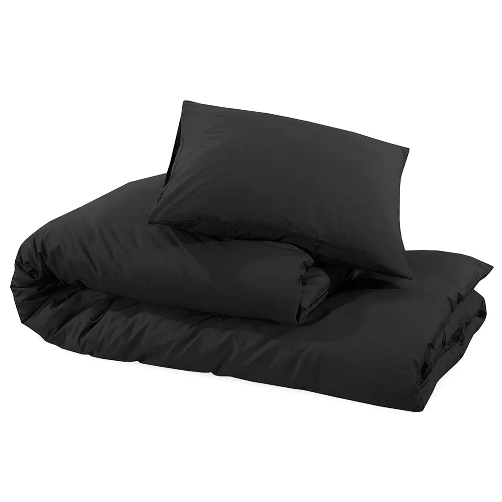 Set Copripiumino Nero 200x200 cm in Microfibra Leggera 135970