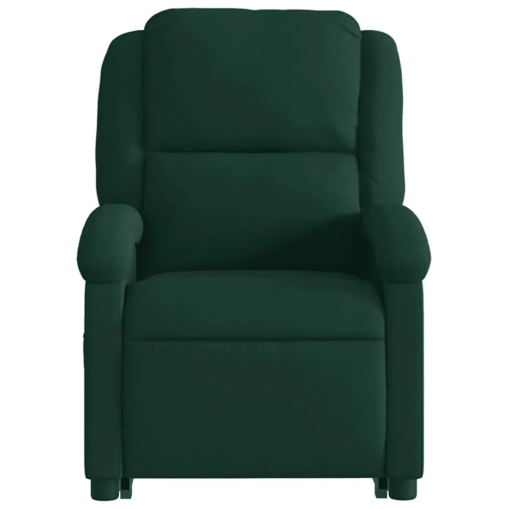 Poltrona | Sedia Relax Alzapersona Reclinabile Verde Scuro in Velluto