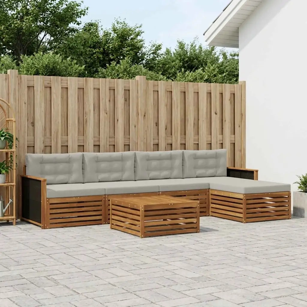 Set di divani da esterno 6 pcs Naturale e Grigio Chiaro 3383254