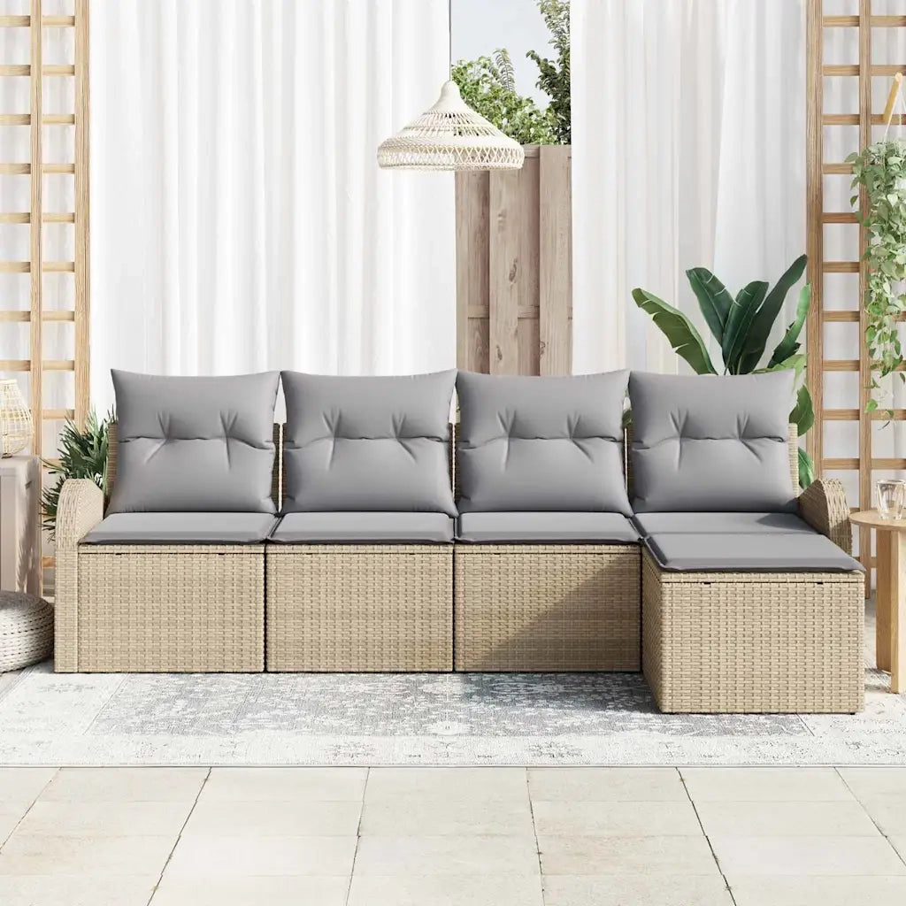 Set Divano da Giardino 5 pcs Beige polyrattan 3346000