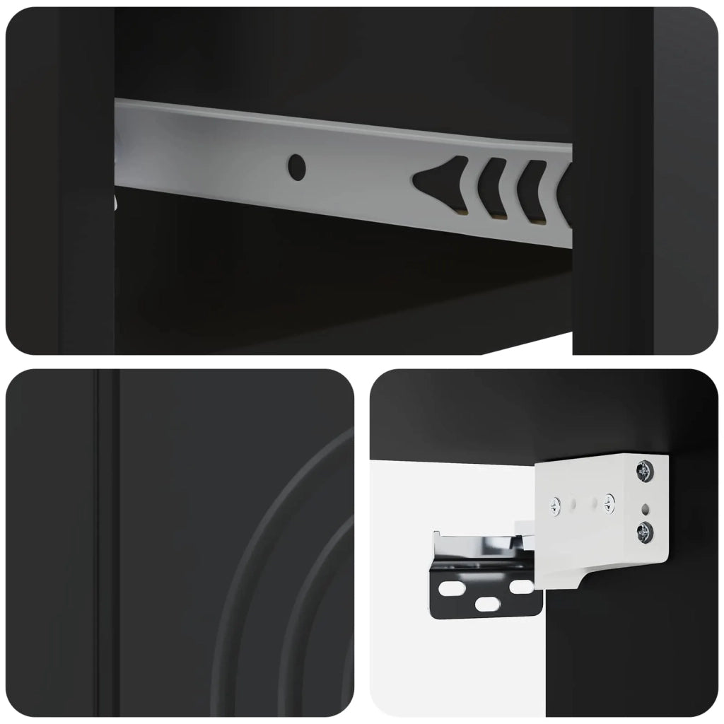 Set di 2 Comodini | Armadio da Notte | Mobiletto da notte a muro Nero 33 x 34,5 x 20 cm