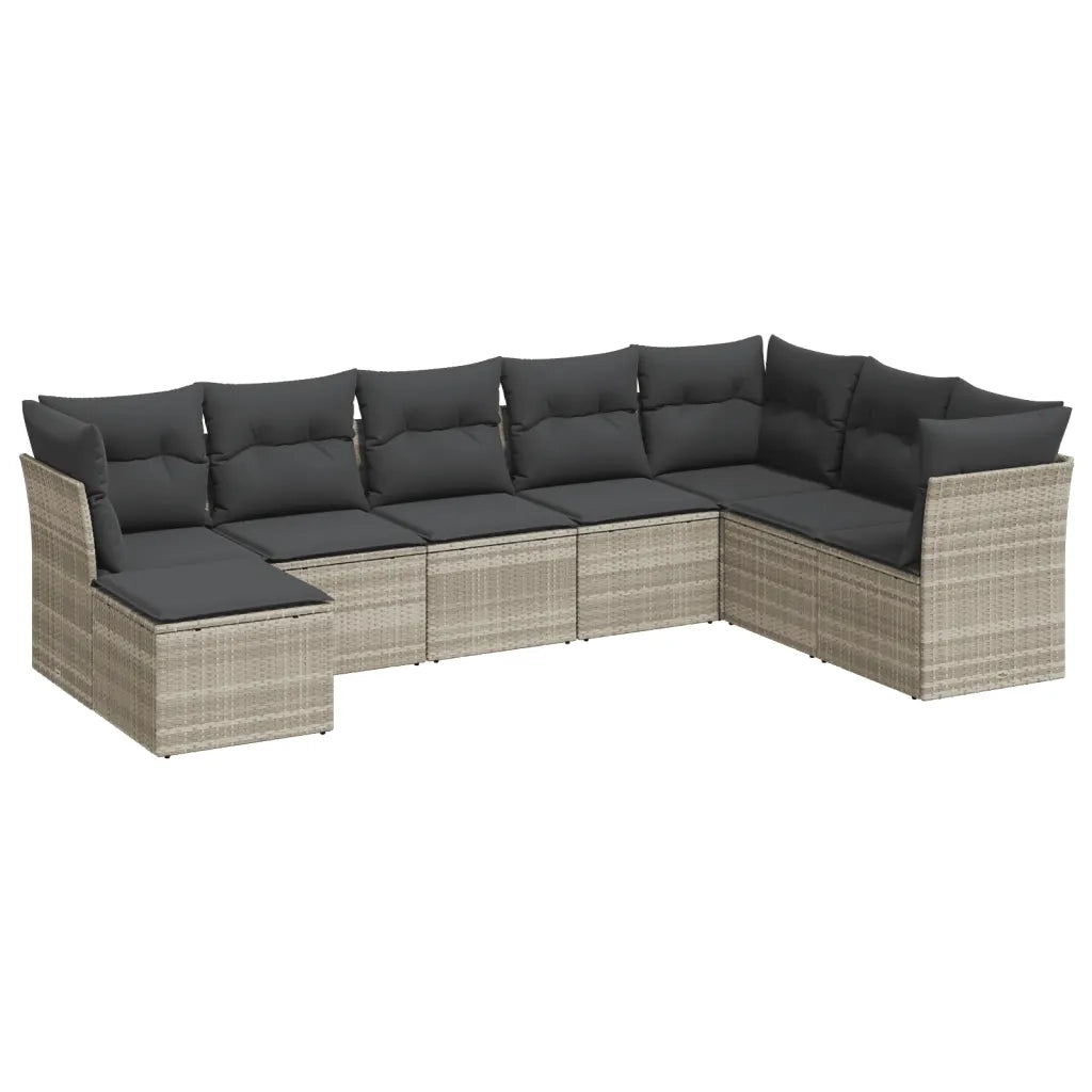 Set Divano da Giardino 8pz con Cuscini Grigio Chiaro Polyrattan 3249891