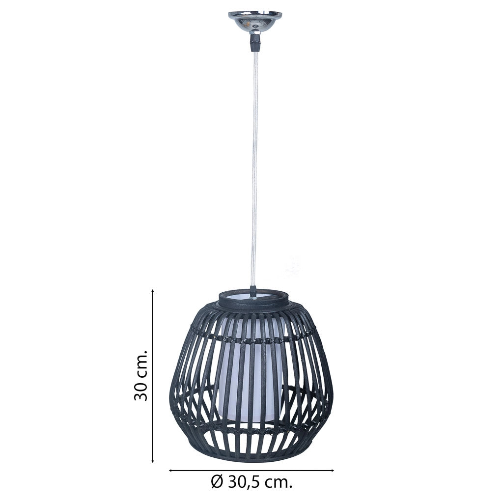 Lampada da soffitto in bambù nero 30,5x30,5x30h