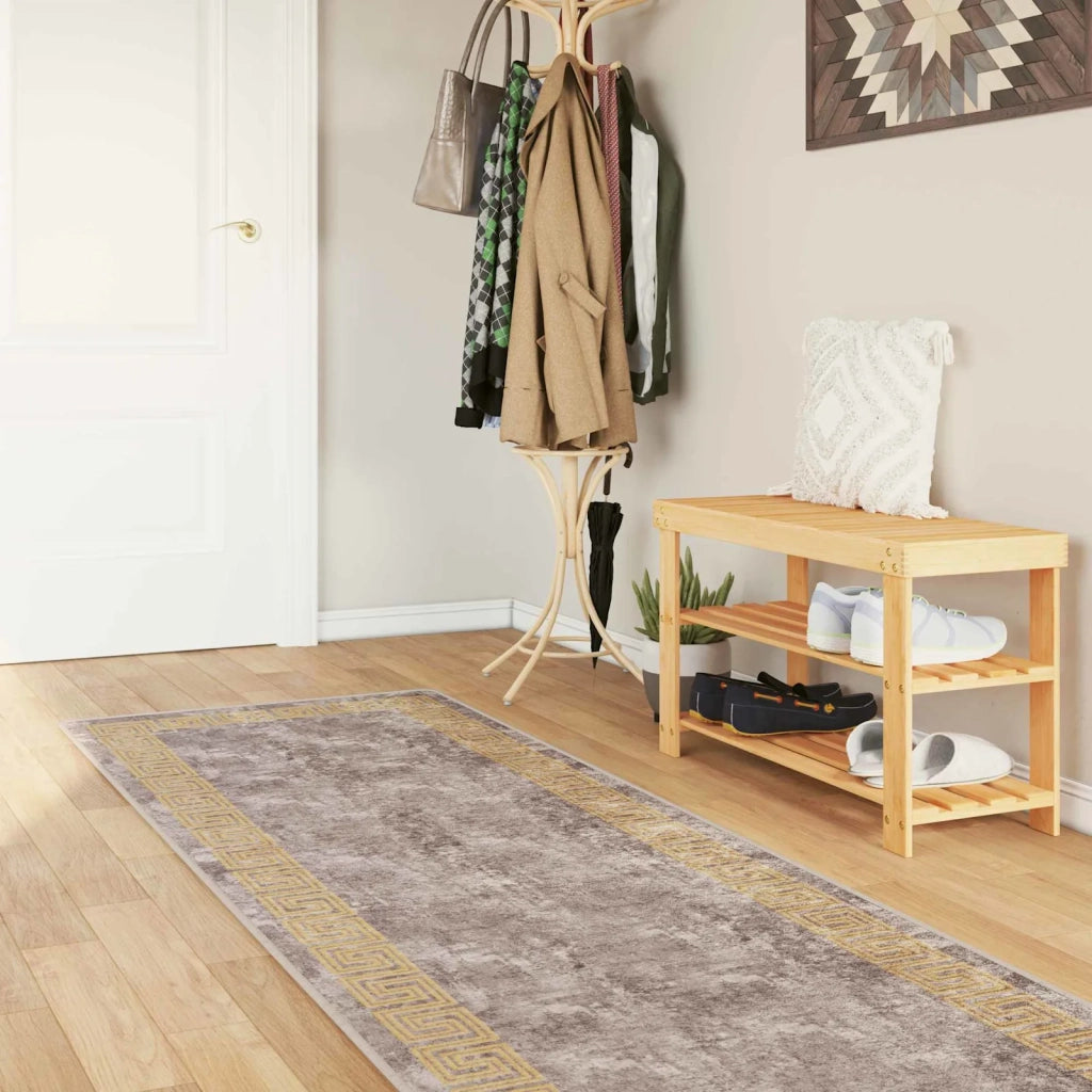 Runner Tappeto MARSA Grigio 100 x 400 cm Poliestere e PVC 42023364