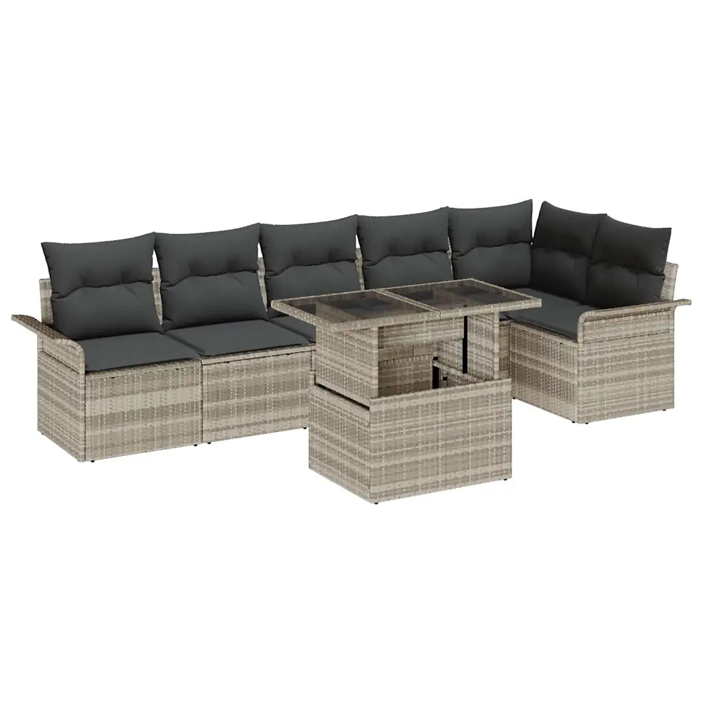 Set Divano da Giardino 7 pcs Grigio chiaro polyrattan