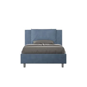 Letto una piazza e mezza con rete imbottito 120x190 microfibra blu Antea